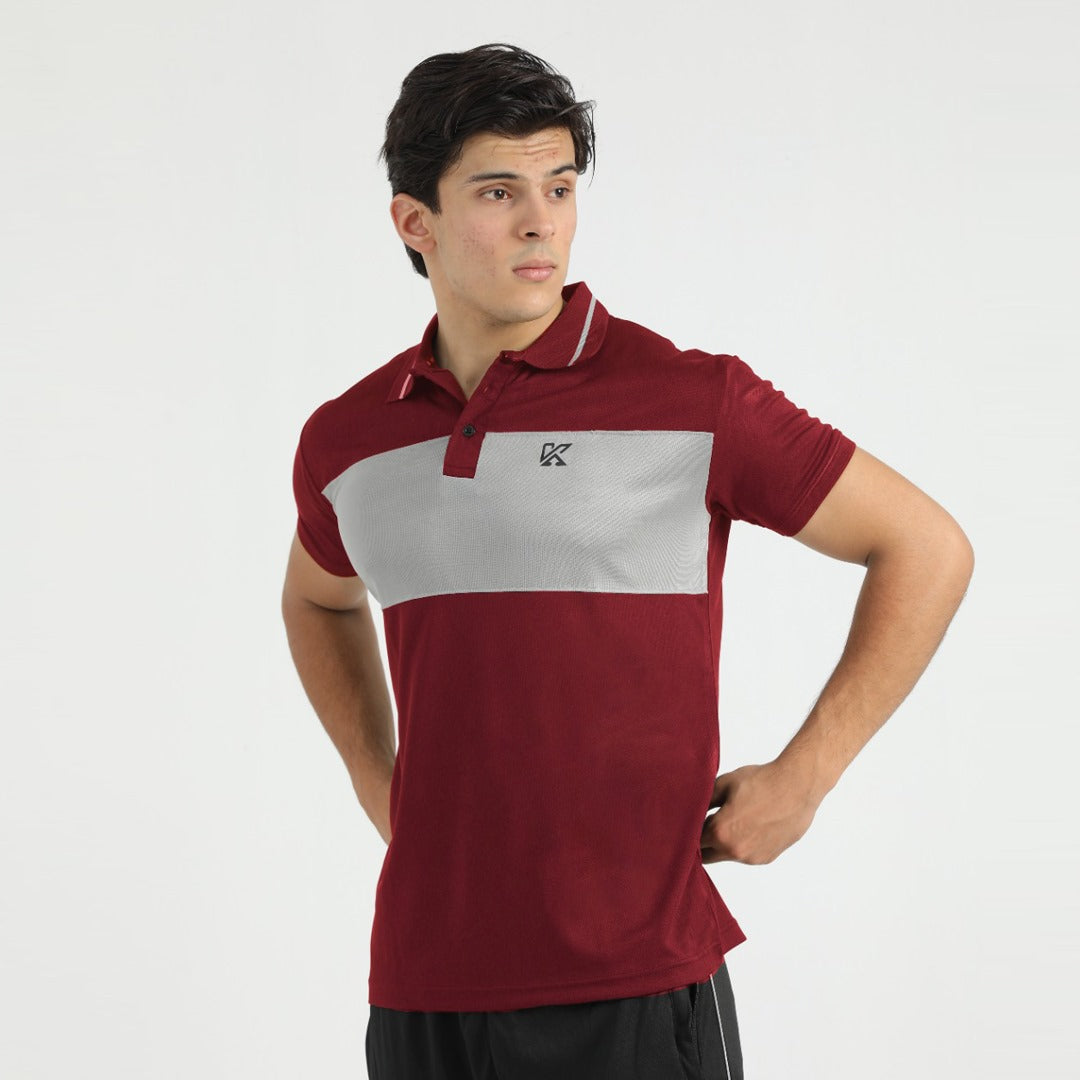 Dexdox Mehroon Dri-fit Polo Shirt for men in a rich maroon color.