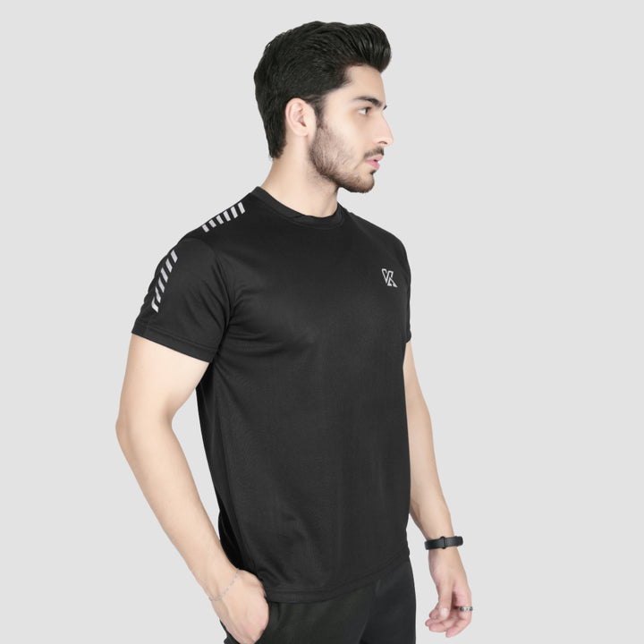 Evo Black T-Shirt for men, dri-fit gym wear.