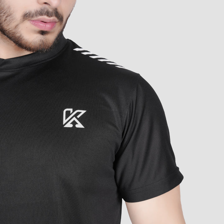 Evo Black T-Shirt for men, dri-fit gym wear.