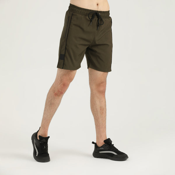 Fastrac olive side black piping   Micro Stretch Shorts for man by konfor 