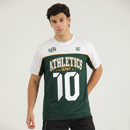 Athletic Dept Green & White T-Shirt - Messi 10 Number Jersey - Konfor
