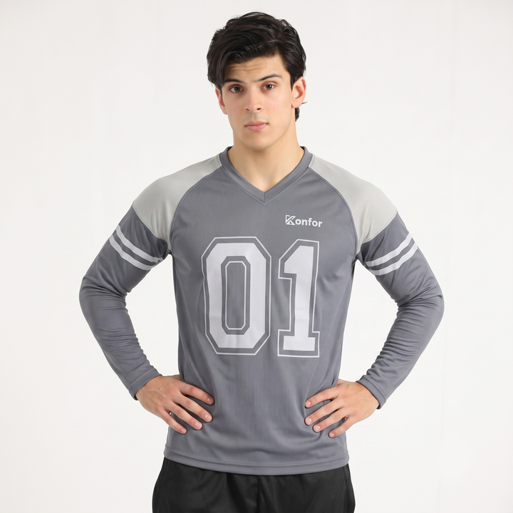 Football Sport Grey Full Sleeve T-Shirt