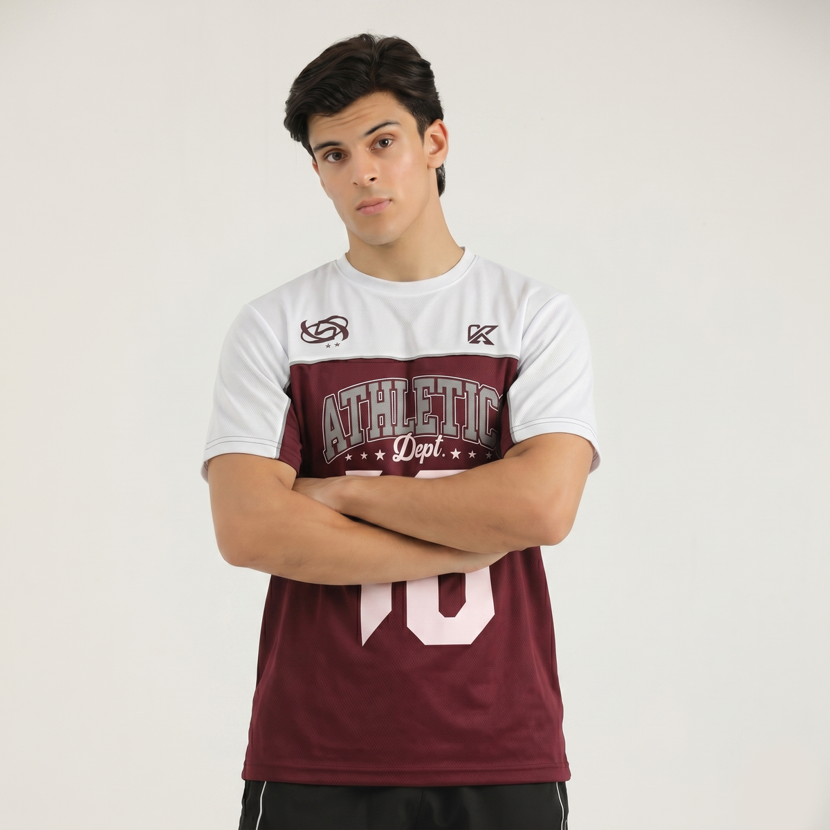 Athletic Dept Maroon & White T-Shirt - Casual Sports T Shirt Messi 10 Number Jersey - Konfor