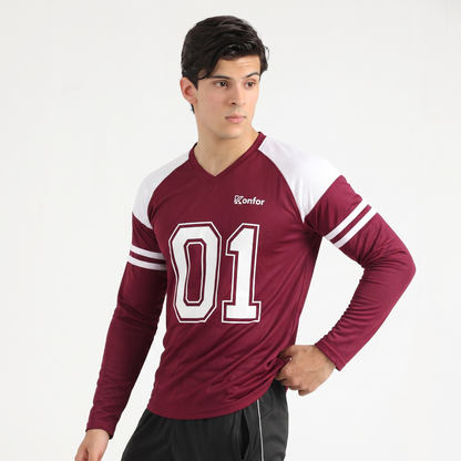 Football Sport Mahroon Full Sleeve T-Shirt