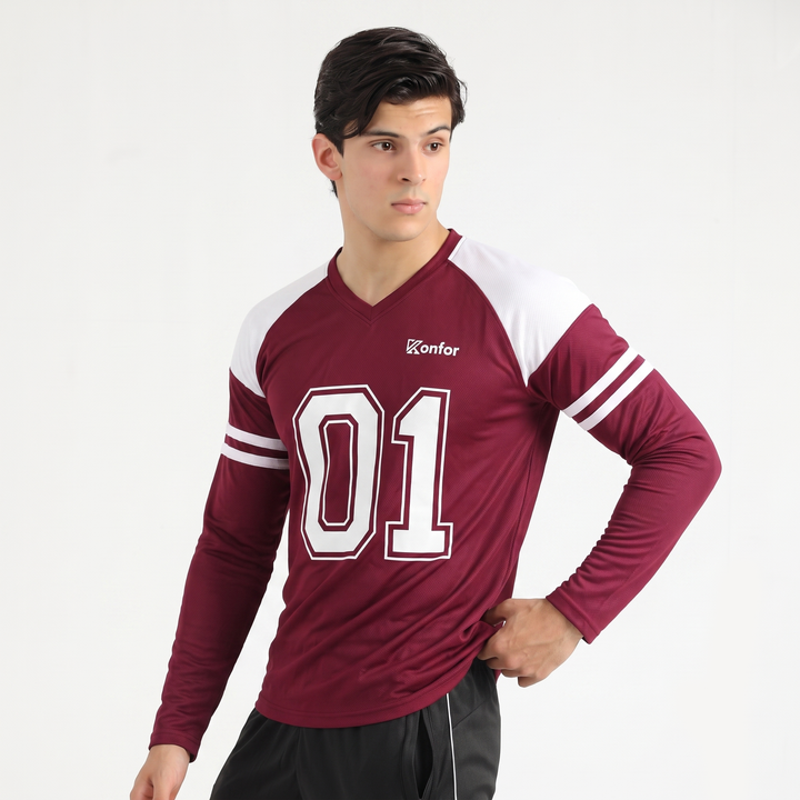 Football Sport Mahroon Full Sleeve T-Shirt