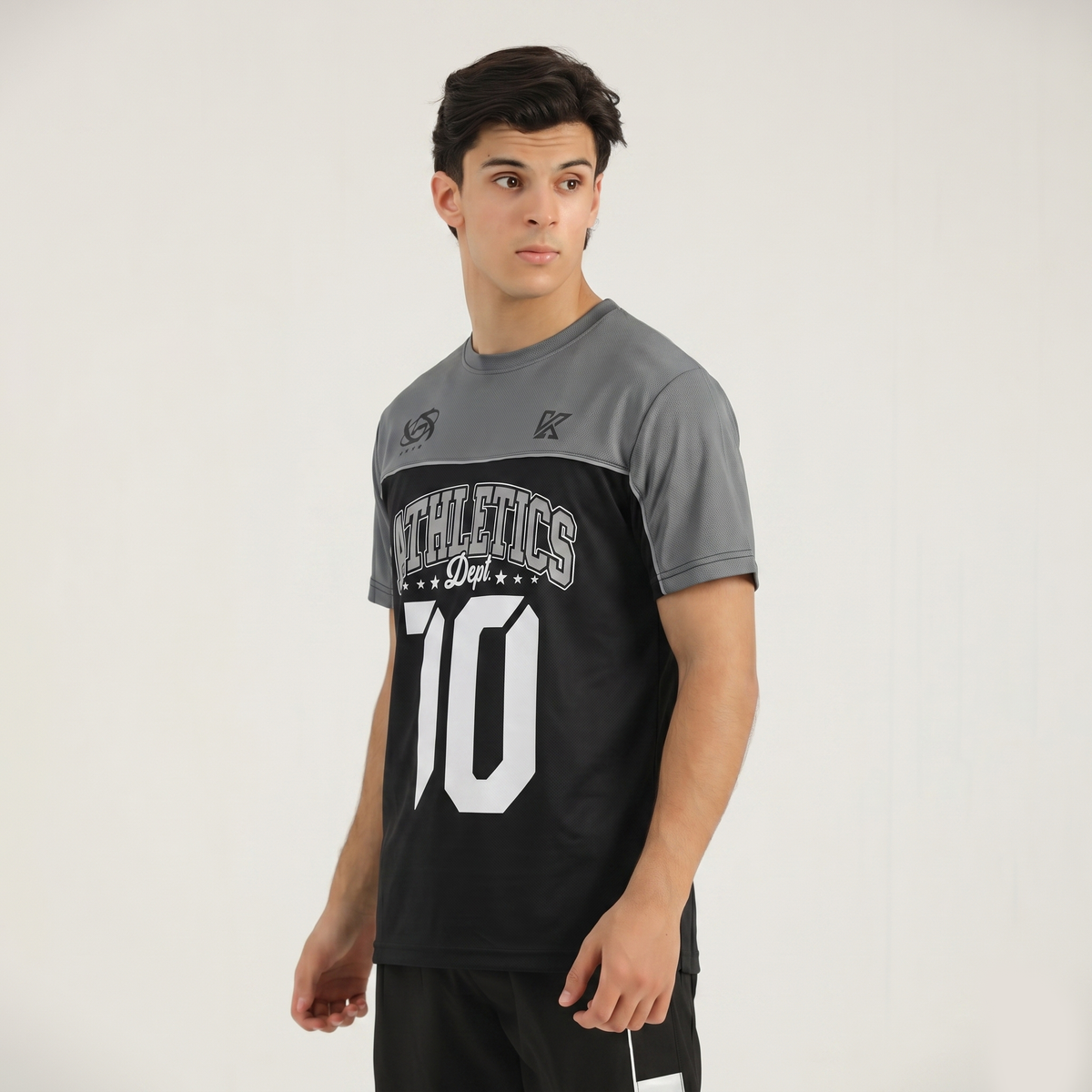 Athletic Dept Grey & Black T-Shirt - 10 Number Printed Shirt -  Konfor
