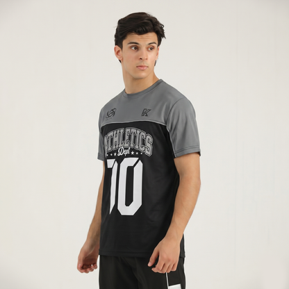 Athletic Dept Grey & Black T-Shirt - 10 Number Printed Shirt -  Konfor