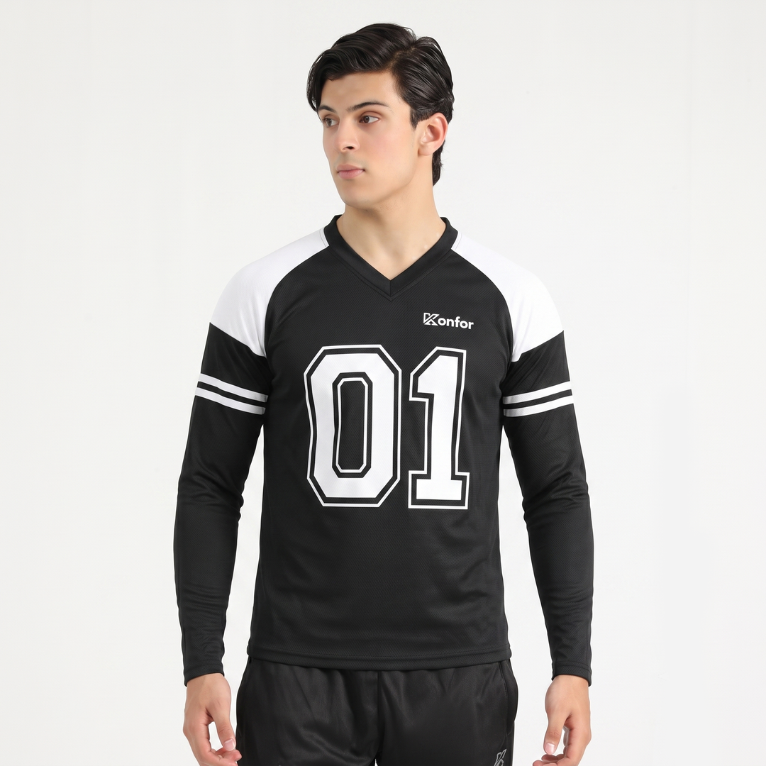 Football Sport Black Full Sleeve T-Shirt