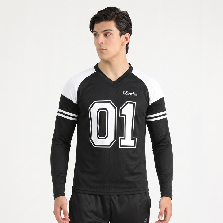 Football Sport Black Full Sleeve T-Shirt