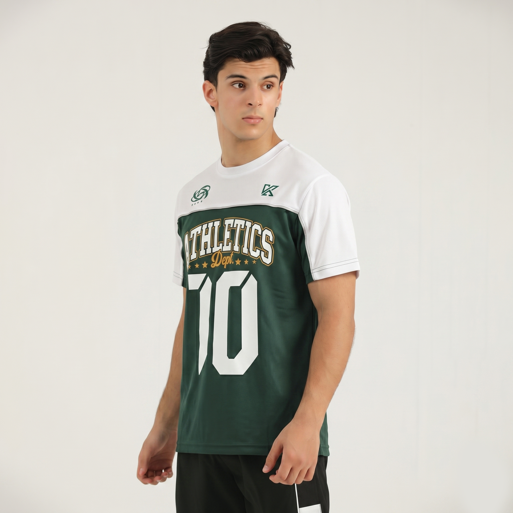 Athletic Dept Green & White T-Shirt - Messi 10 Number Jersey - Konfor