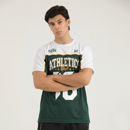 Athletic Dept Green & White T-Shirt - Messi 10 Number Jersey - Konfor