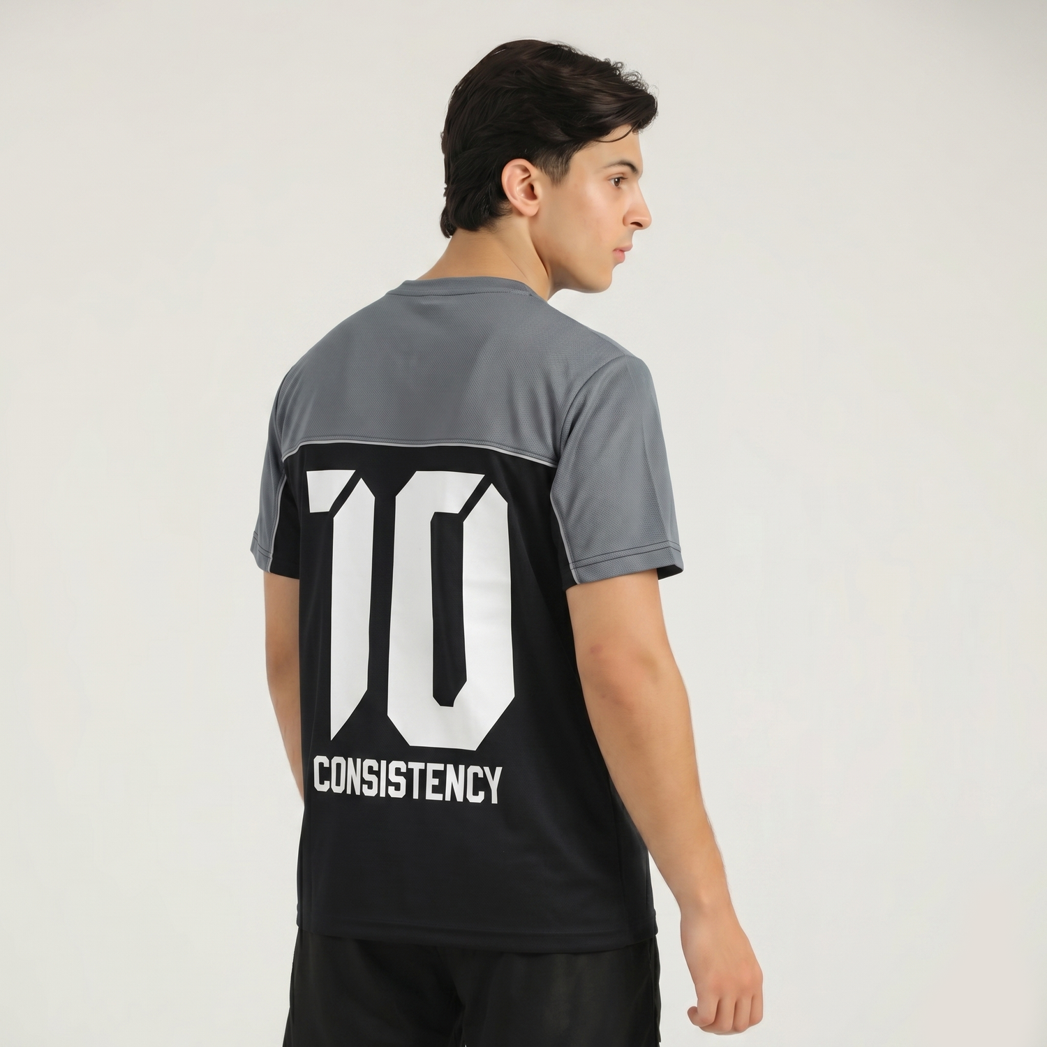 Athletic Dept Grey & Black T-Shirt - 10 Number Printed Shirt -  Konfor