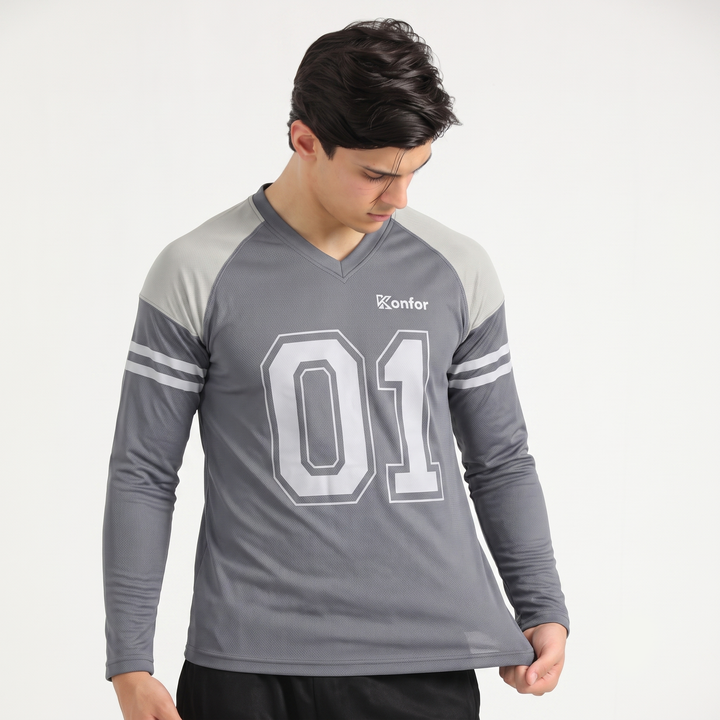 Football Sport Grey Full Sleeve T-Shirt