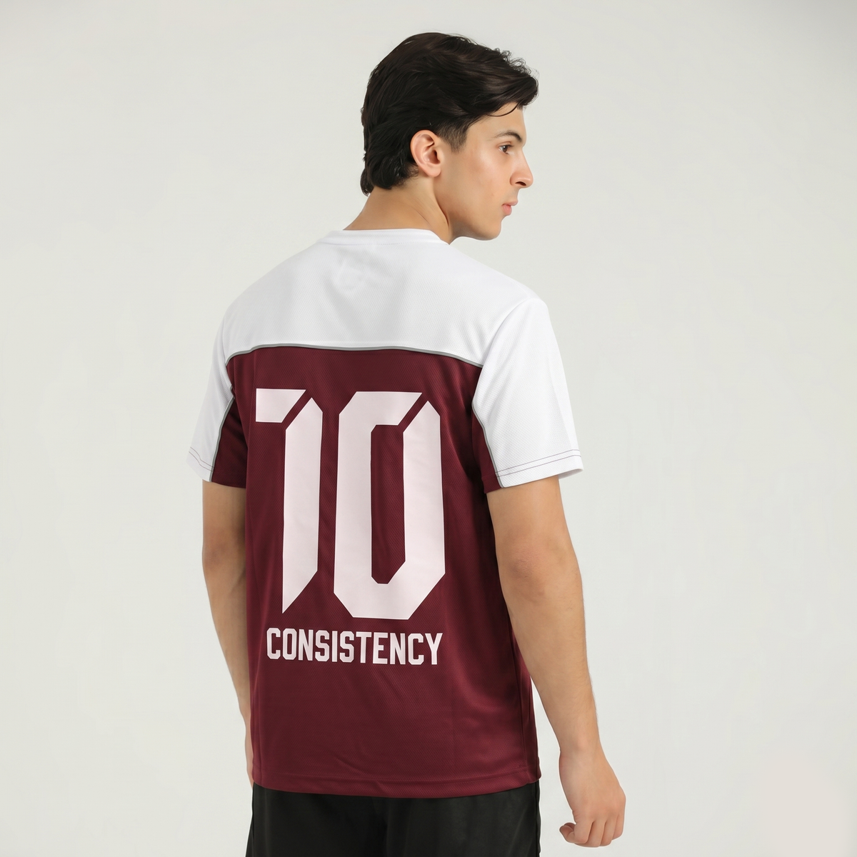Athletic Dept Maroon & White T-Shirt - Casual Sports T Shirt Messi 10 Number Jersey - Konfor