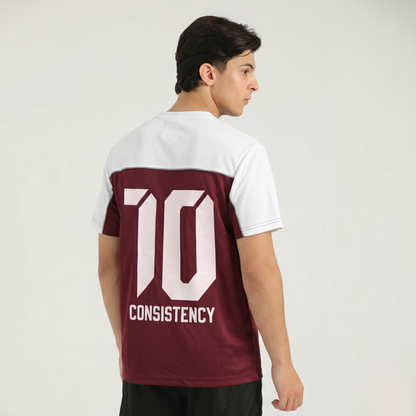 Athletic Dept Maroon & White T-Shirt - Casual Sports T Shirt Messi 10 Number Jersey - Konfor