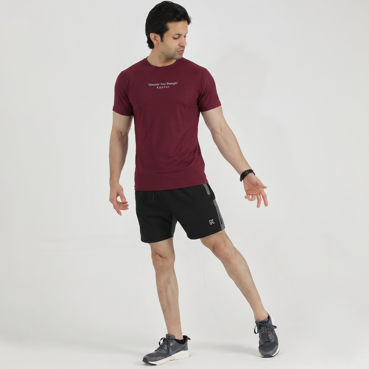 Discover Box Mesh Mehroon T-Shirt