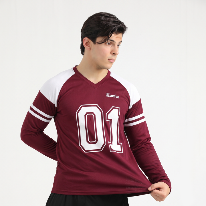 Football Sport Mahroon Full Sleeve T-Shirt