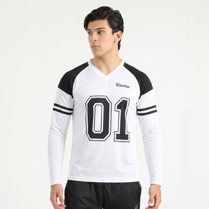 Football Sport White Full Sleeve T-Shirt