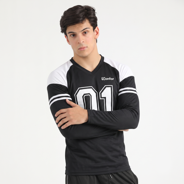 Football Sport Black Full Sleeve T-Shirt