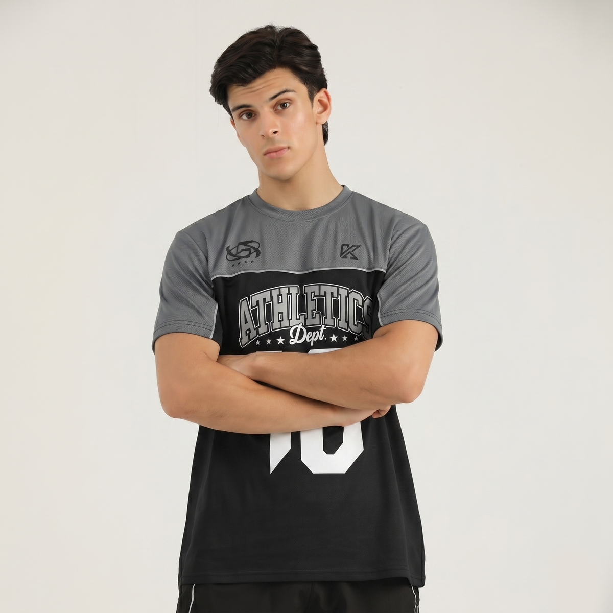 Athletic Dept Grey & Black T-Shirt - 10 Number Printed Shirt -  Konfor