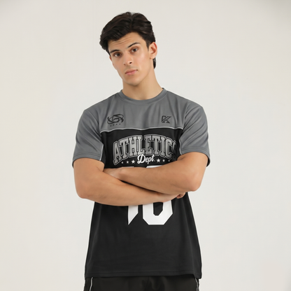 Athletic Dept Grey & Black T-Shirt - 10 Number Printed Shirt -  Konfor