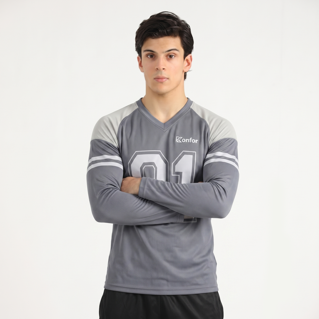 Football Sport Grey Full Sleeve T-Shirt