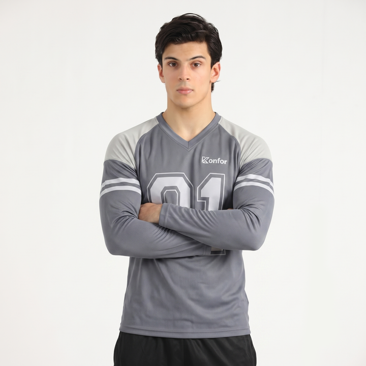 Football Sport Grey Full Sleeve T-Shirt