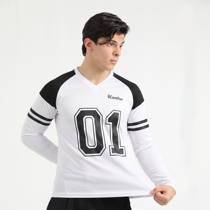 Football Sport White Full Sleeve T-Shirt