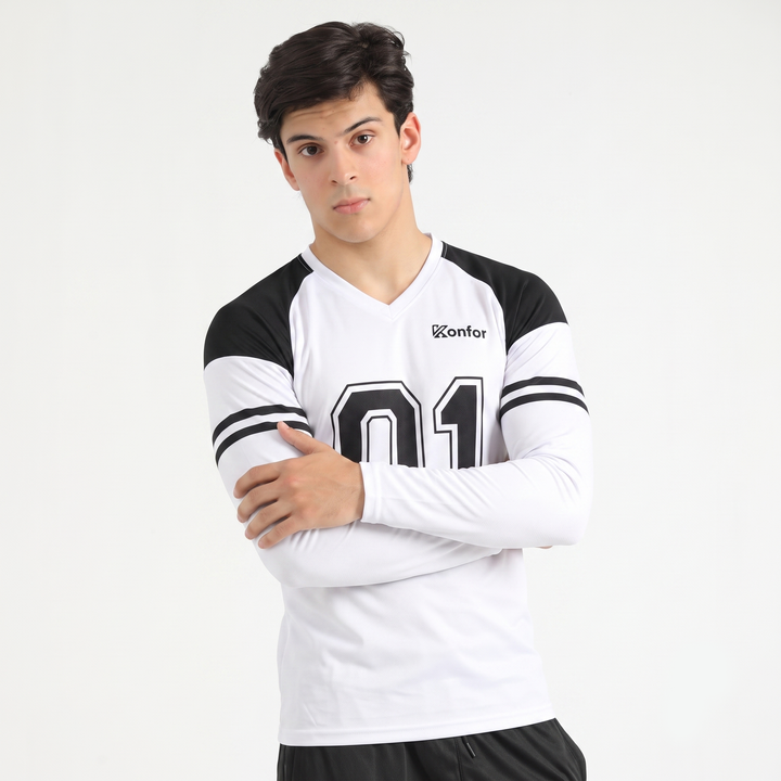 Football Sport White Full Sleeve T-Shirt