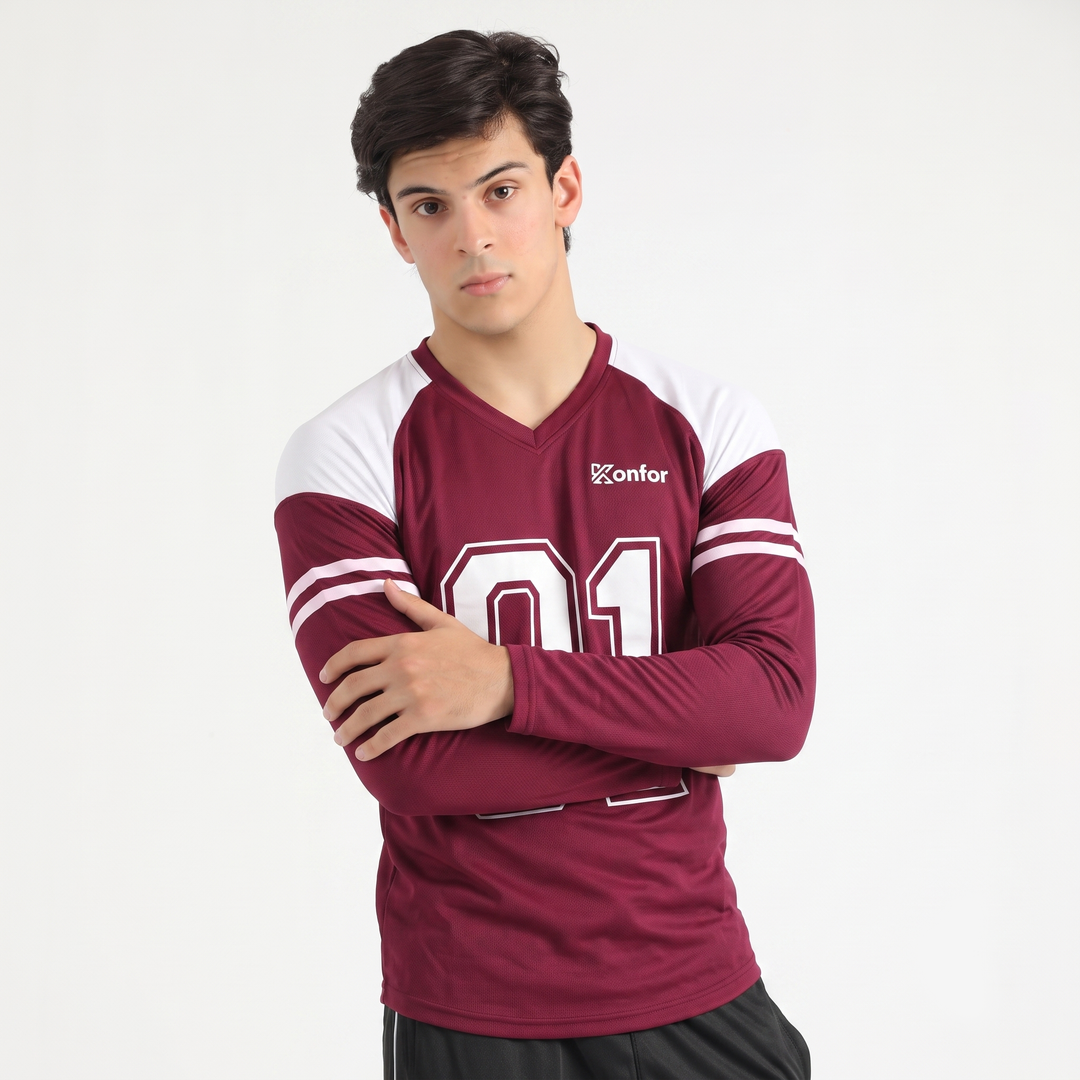 Football Sport Mahroon Full Sleeve T-Shirt