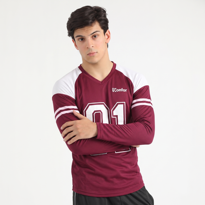 Football Sport Mahroon Full Sleeve T-Shirt
