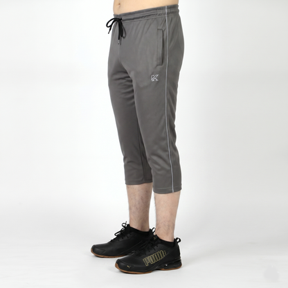 Grey Three Quarter Shorts with White Piping - Konfor