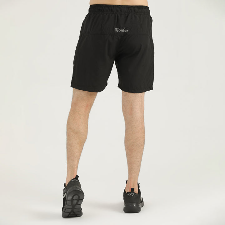 Hustle black and white piping  Micro Stretch Shorts for man by konfor 