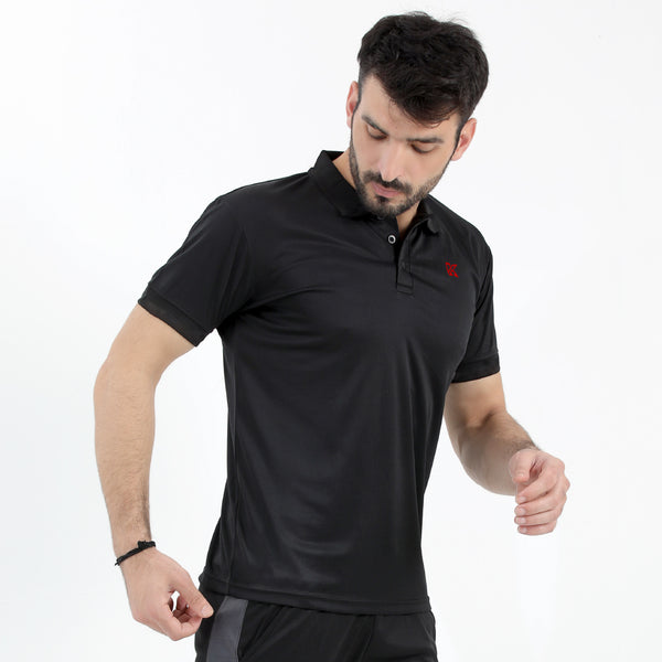 Hybrid 2.0 Black Polo dry fit T-Shirt for man by konfor 