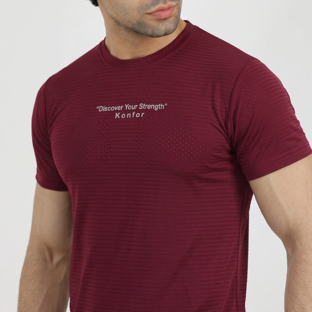 Discover Box Mesh Mehroon T-Shirt