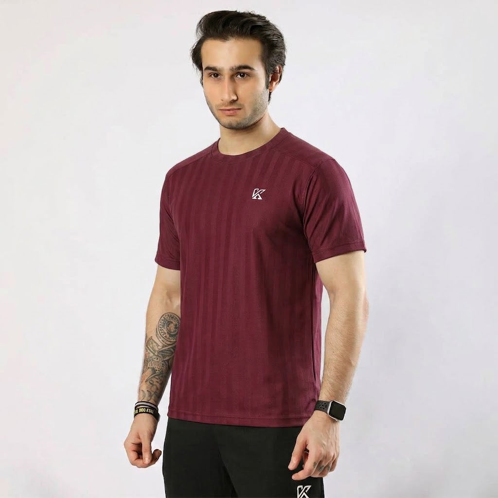 Zyron Mesh Maroon T-Shirt for Men