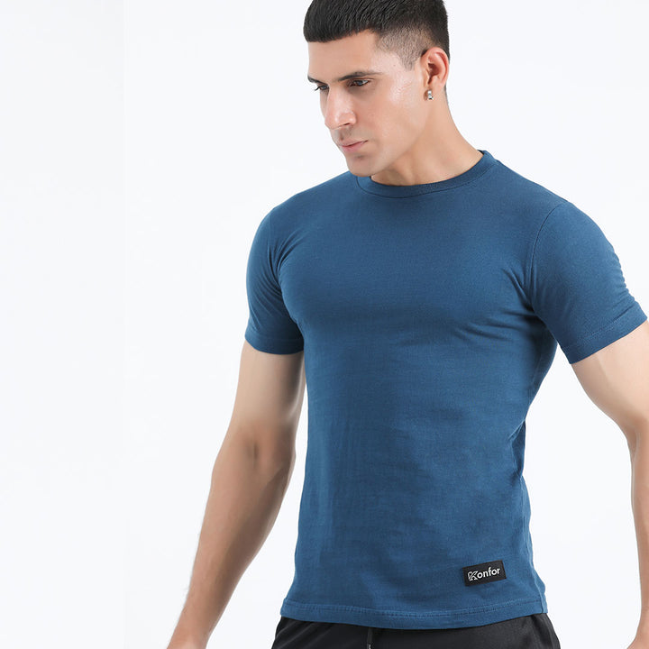 MAUVE steel blue and jersey T-Shirt for man by konfor 