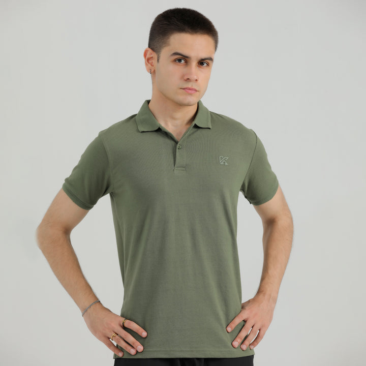 Olive Classic Polo for Men by konfor