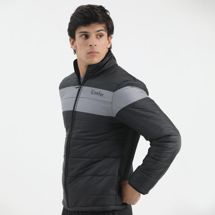 Panther full sleeve puffer jacket for men, stylish and insulated.