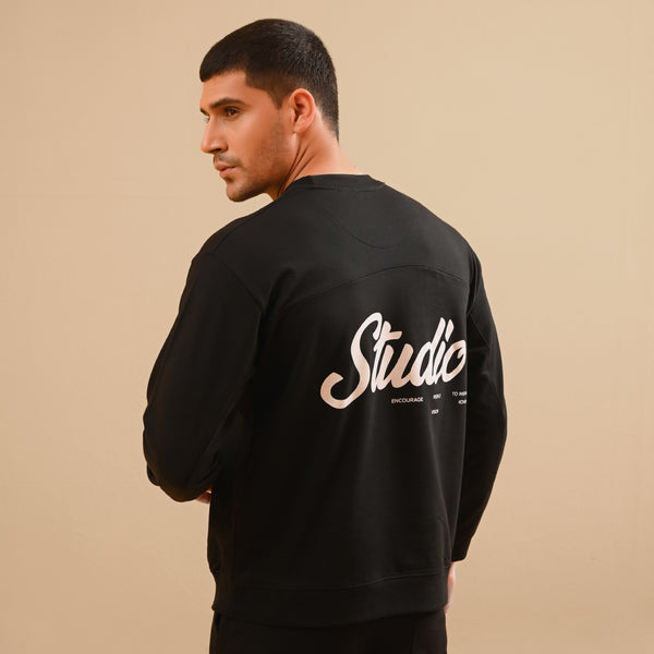 Powertonic black name studio print Sweat-Shirt for man by konfor 
