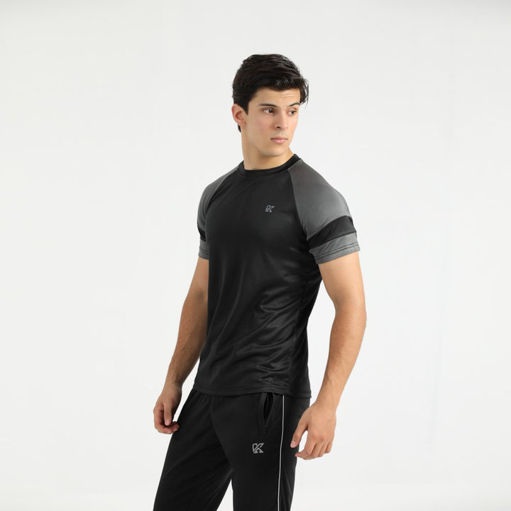 Radiance black and grey Dri-fit T-Shirt for man by konfor 