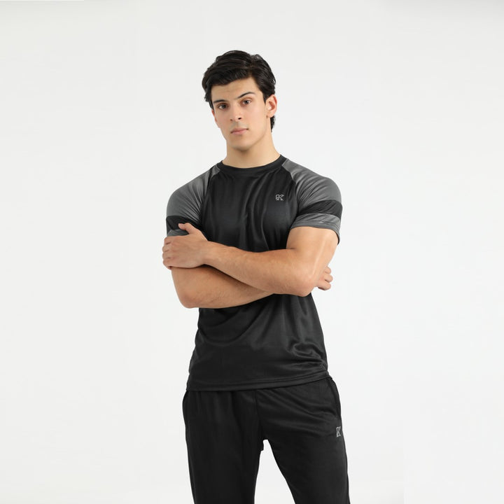 Radiance black and grey Dri-fit T-Shirt for man by konfor 