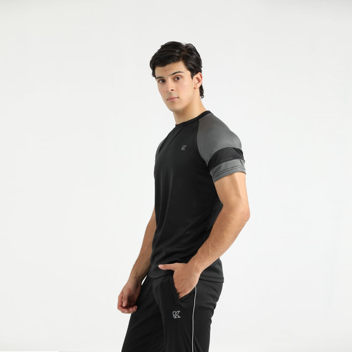 Radiance black and grey Dri-fit T-Shirt for man by konfor 
