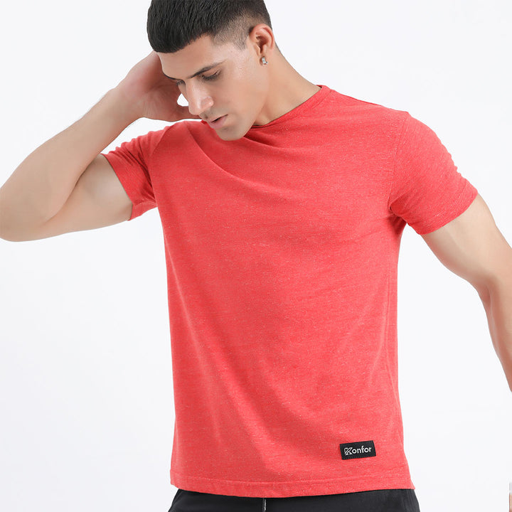 Rouge Coral Cotton T-Shirt for man by konfor 