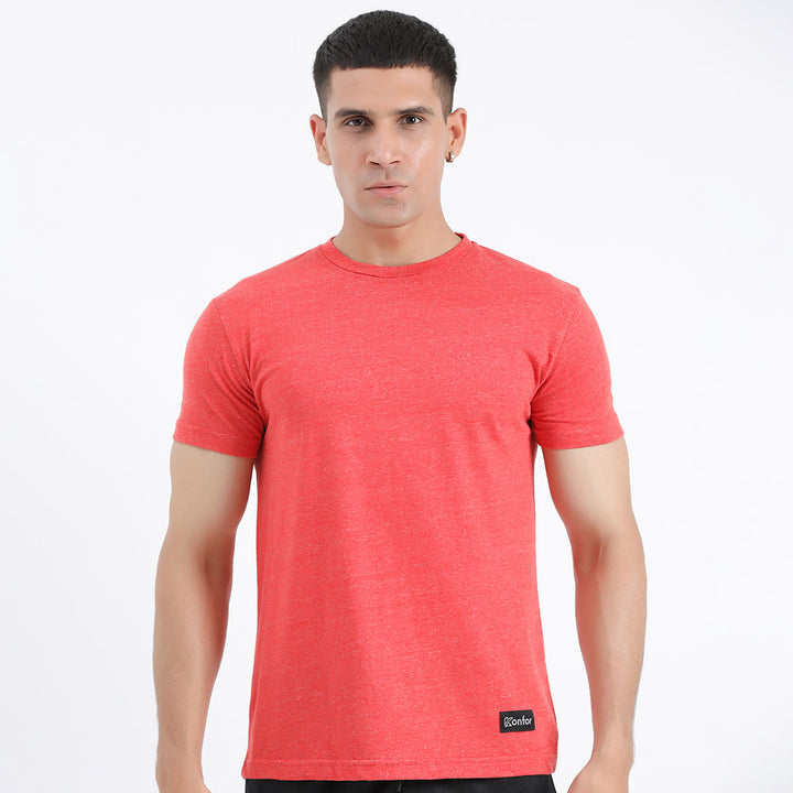 Rouge Coral Cotton T-Shirt for man by konfor 