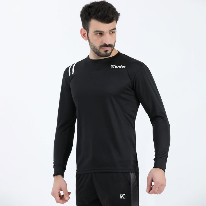 Rugby black and full sleeve Mesh T-Shirt for man by konfor 
