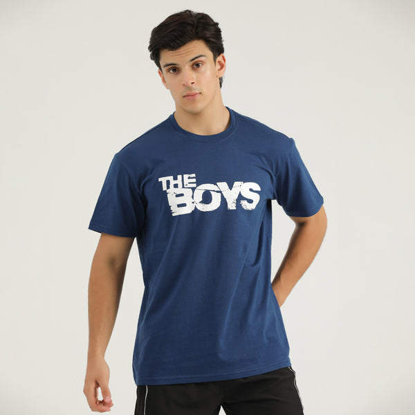 THE BOYS PRINTED OVER-SIZED  BLUE T-SHIRT for man by konfor 