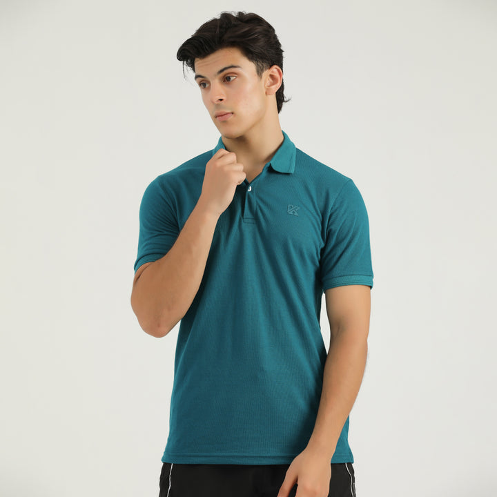 Teal Green Classic Polo for Men by  konfor 