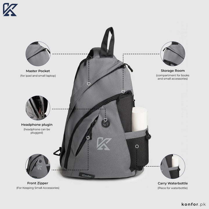 TerraTote Dynamo Grey: The Ultimate Single Strap Shoulder Wonder  by konfor 