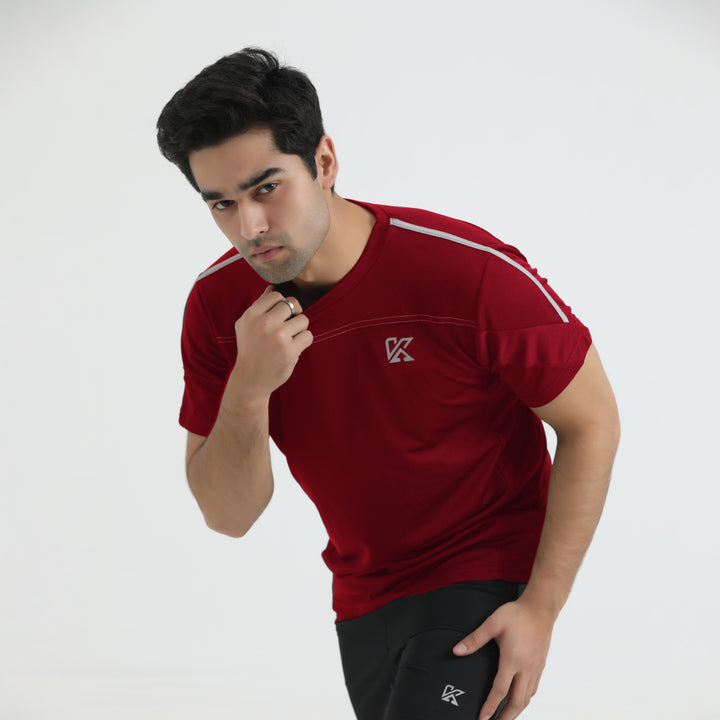 Thrive Maroon dry fit  T-Shirt for man by konfor 